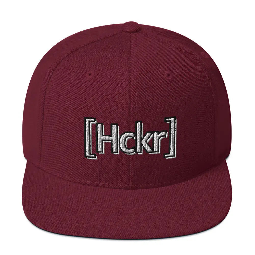 [Hckr] Hacker Snapback Hat - Light Text - Maroon