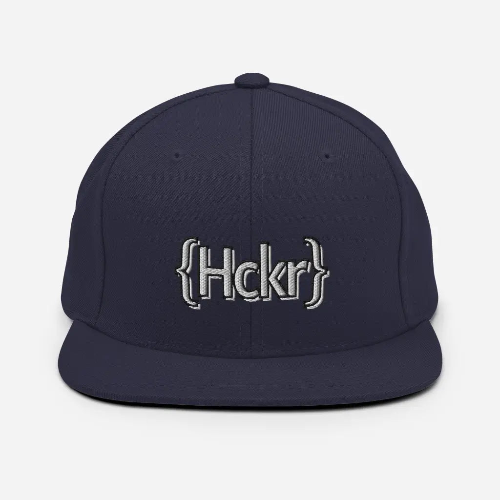 {Hckr} Hacker Snapback Hat - Light Text - Navy