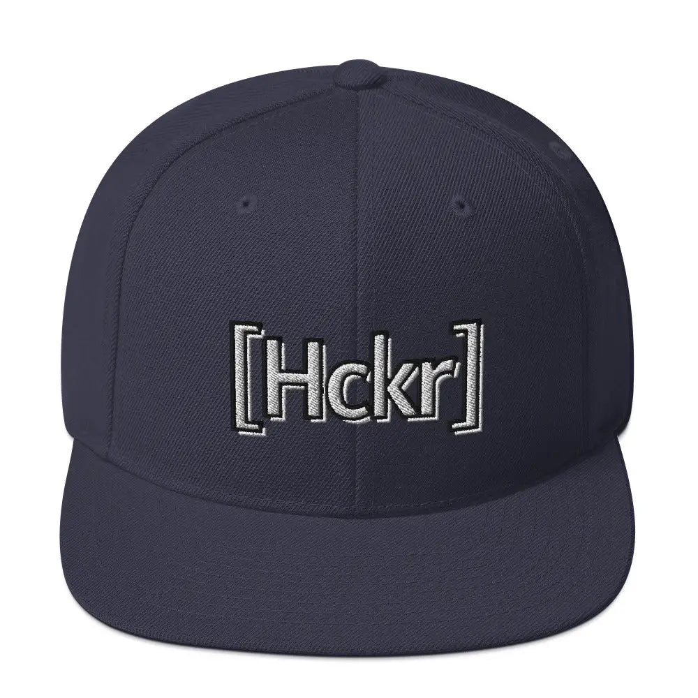 [Hckr] Hacker Snapback Hat - Light Text - Navy