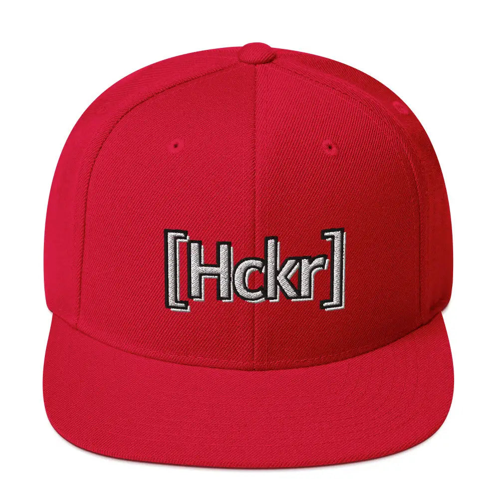 [Hckr] Hacker Snapback Hat - Light Text - Red