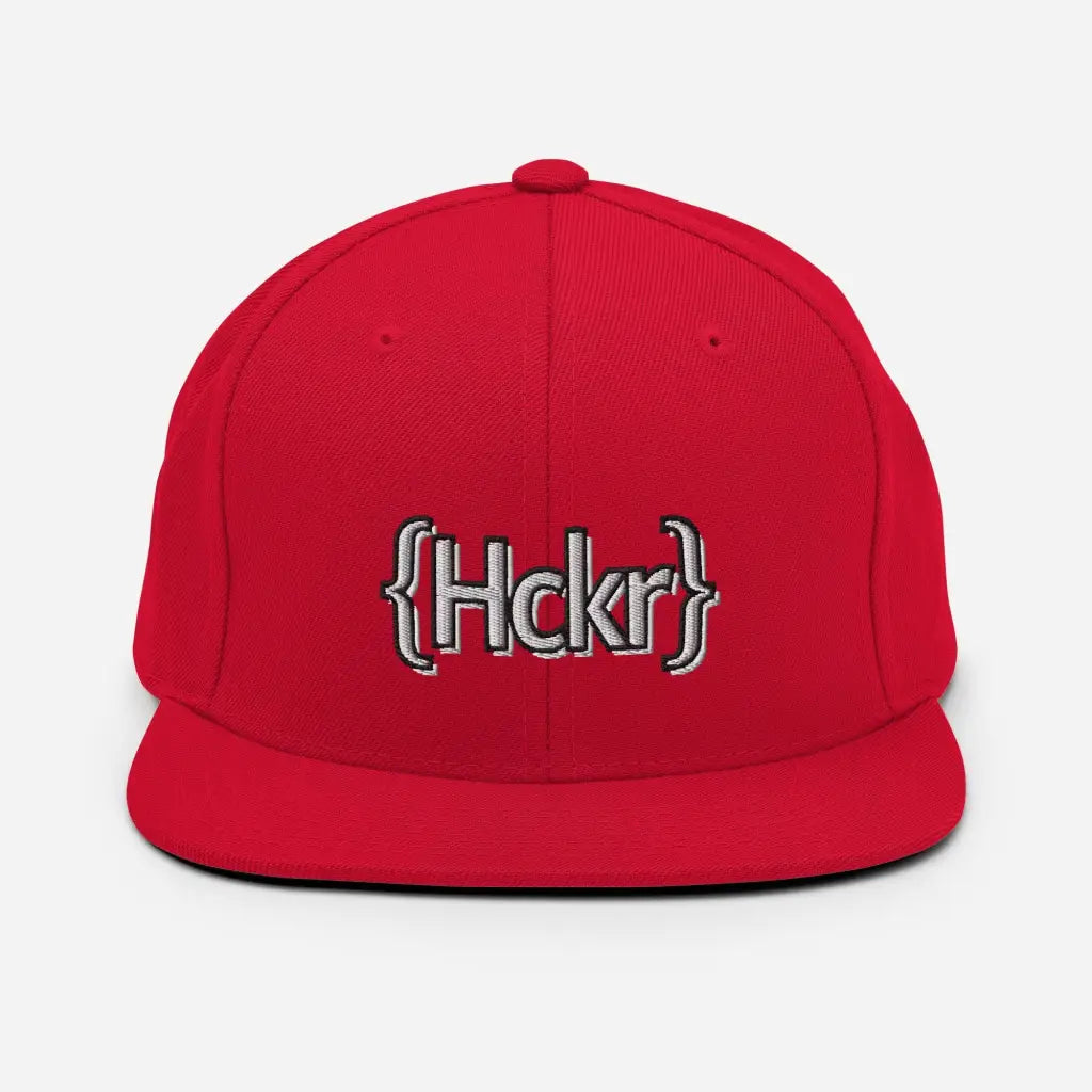 {Hckr} Hacker Snapback Hat - Light Text - Red