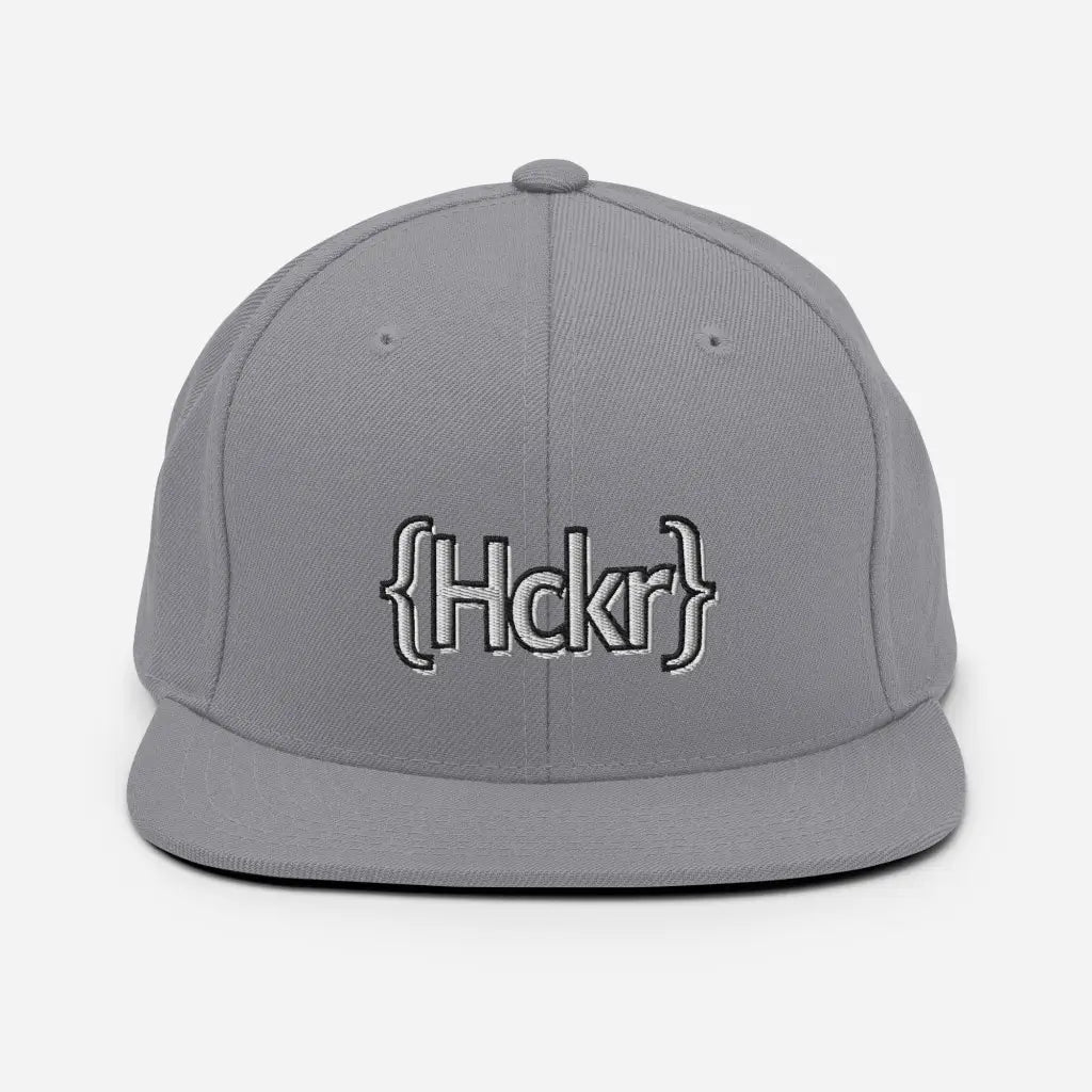 {Hckr} Hacker Snapback Hat - Light Text - Silver