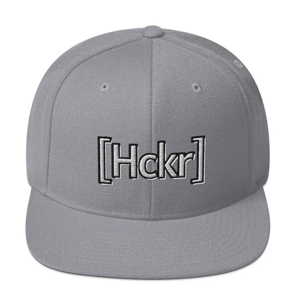 [Hckr] Hacker Snapback Hat - Light Text - Silver