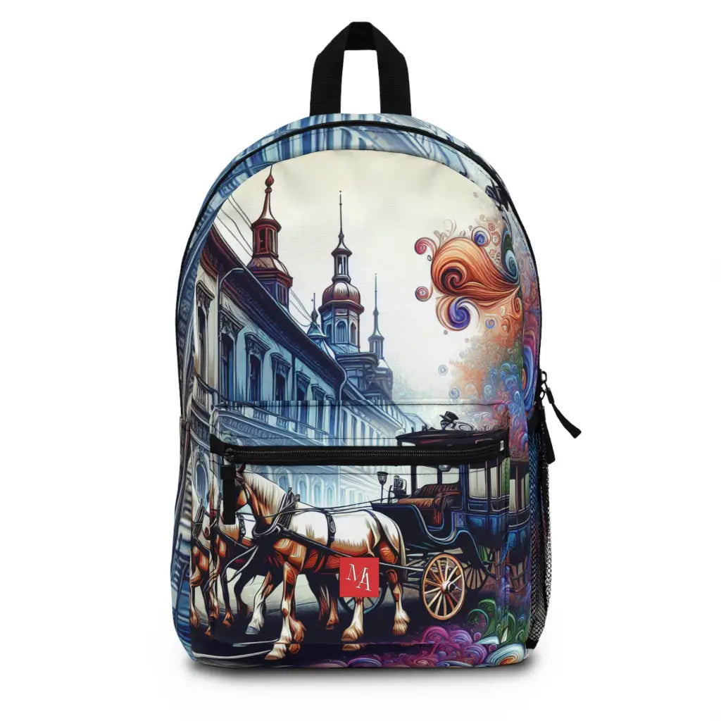 Horse Drawn Carriage through Timeless Streets Backpack