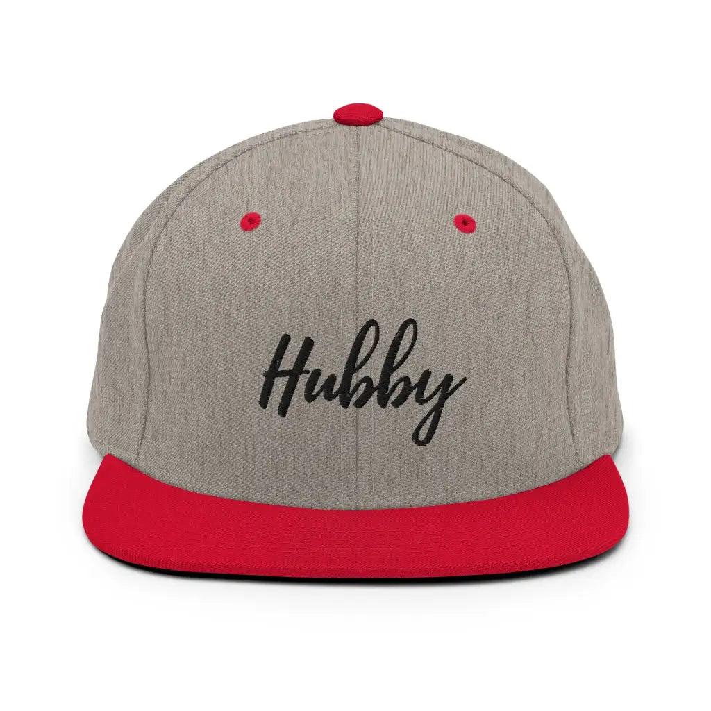 Hubby Snapback Hat - Heather Grey/ Red