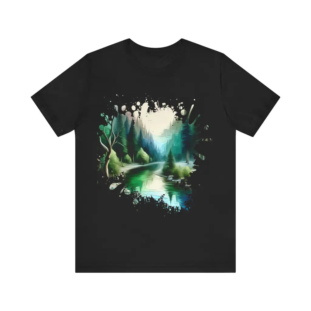 Idyllic Wilderness Stream - Jersey Short Sleeve Tee - Black