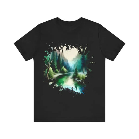 Idyllic Wilderness Stream - Jersey Short Sleeve Tee - Black