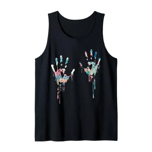 Imprint of Expression: Vibrant Dripping Hands Tank Top