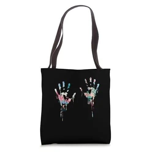 Imprint of Expression: Vibrant Dripping Hands Tote Bag