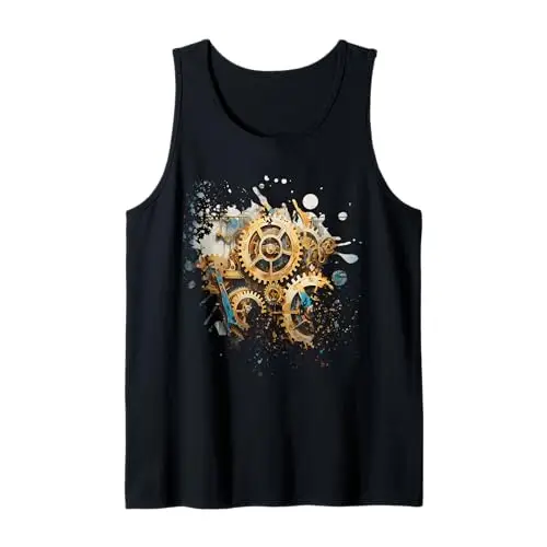 Industrial Interplay: Gears in Motion Tank Top Apparel