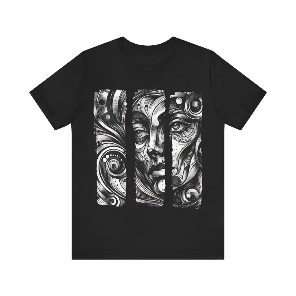 Ink Illusion Portraiture - Jersey Short Sleeve Tee - Black