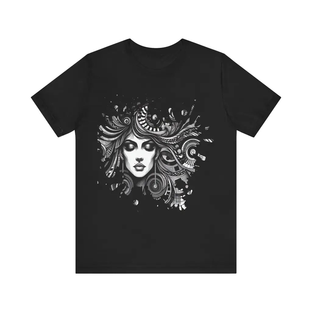 Ink Swirl Portraiture - Jersey Short Sleeve Tee - Black / S