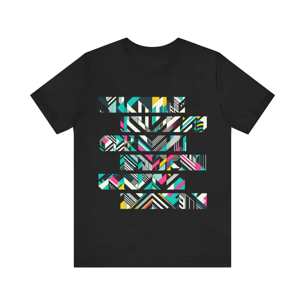 Intersecting Perspectives in Black and Teal - Jersey Short