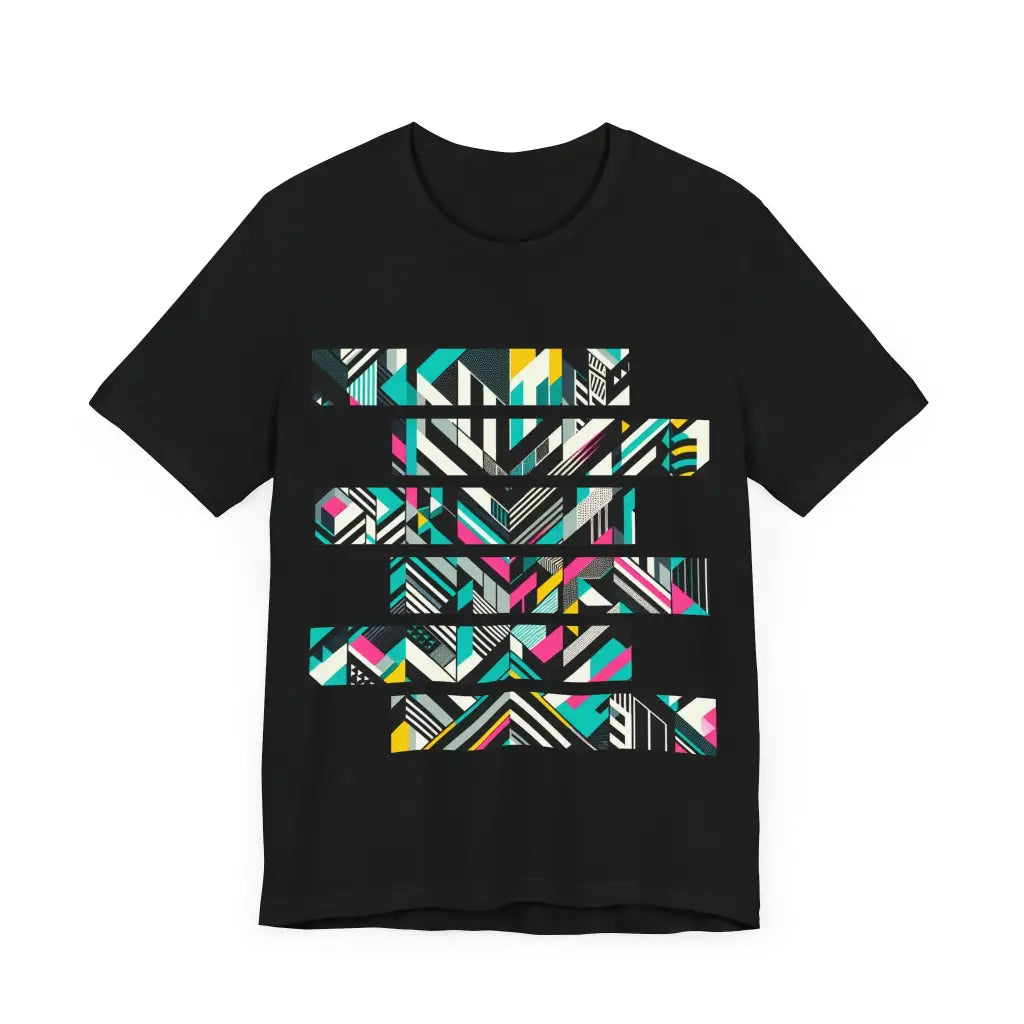 Intersecting Perspectives in Black and Teal - Jersey Short