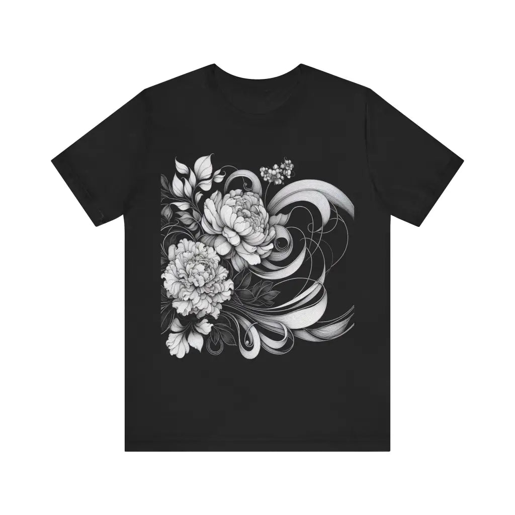 Intricate Black and White Bouquet Jersey Short Sleeve Tee