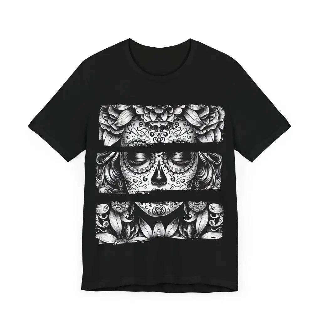 Intricate Monochromatic Day of the Dead Portrait - Jersey