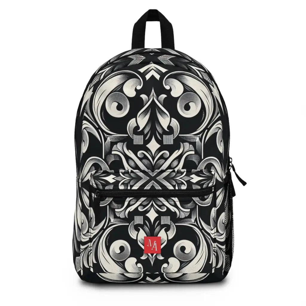 Intricate Patterns in Black and Gray Backpack One size Bags