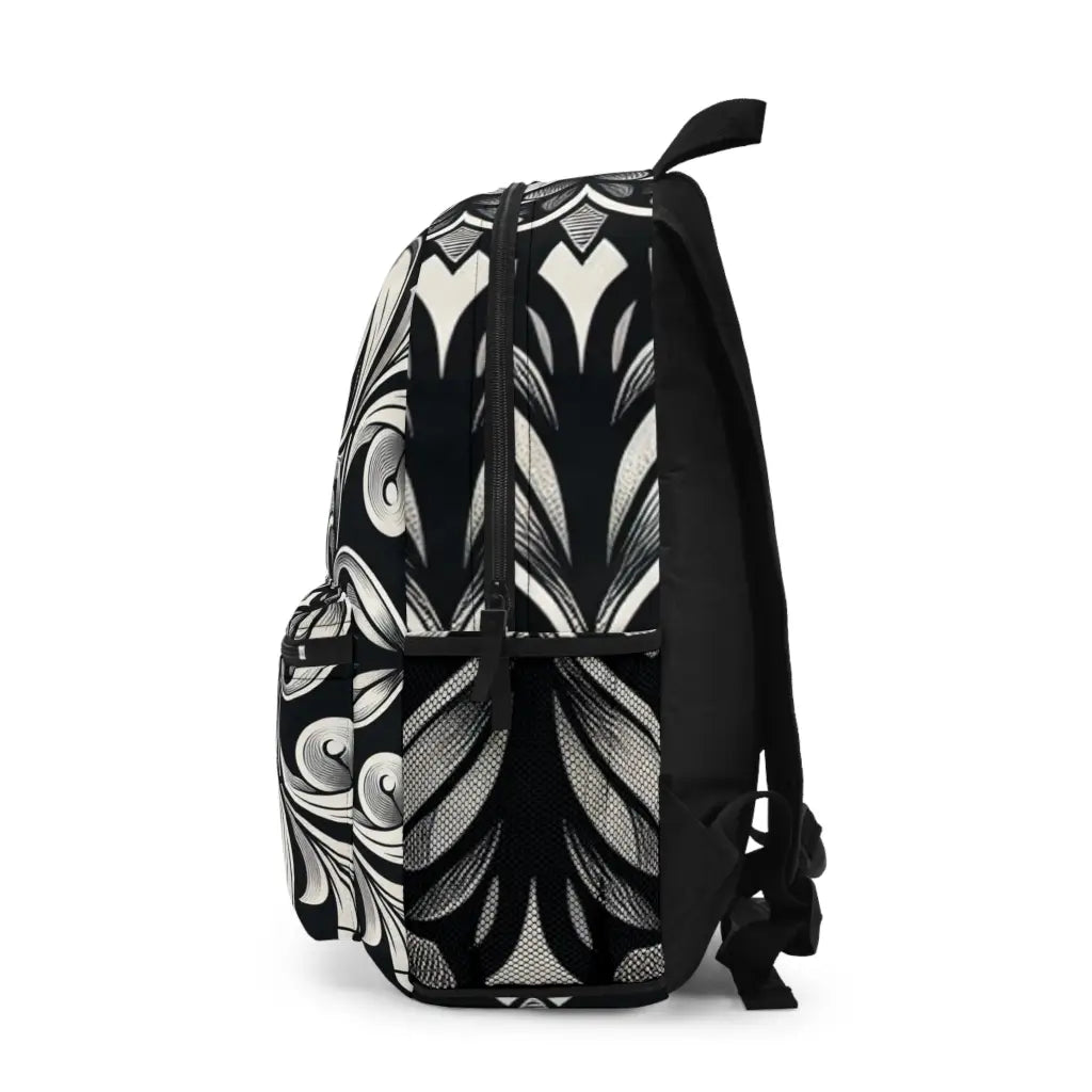 Intricate Patterns in Black and Gray Backpack One size Bags