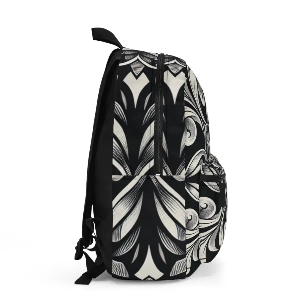 Intricate Patterns in Black and Gray Backpack One size Bags