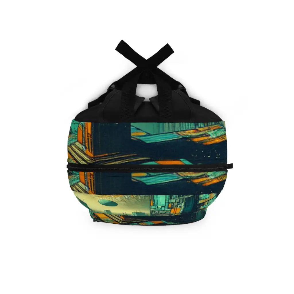 Journey through the Futuristic Cityscape Backpack One size