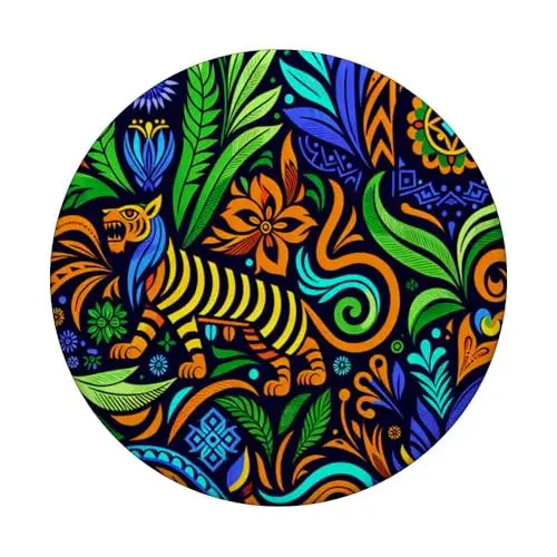 Jungle Harmony: Folk Art Tiger PopSockets Swappable PopGrip