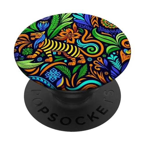 Jungle Harmony: Folk Art Tiger PopSockets Swappable PopGrip