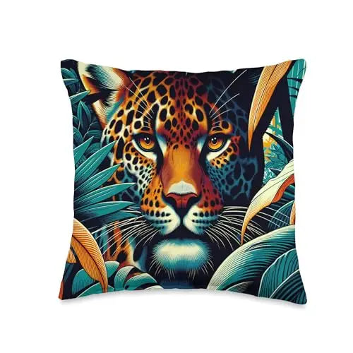 Jungle Majesty: Fierce Gaze of the Jaguar Throw Pillow Home