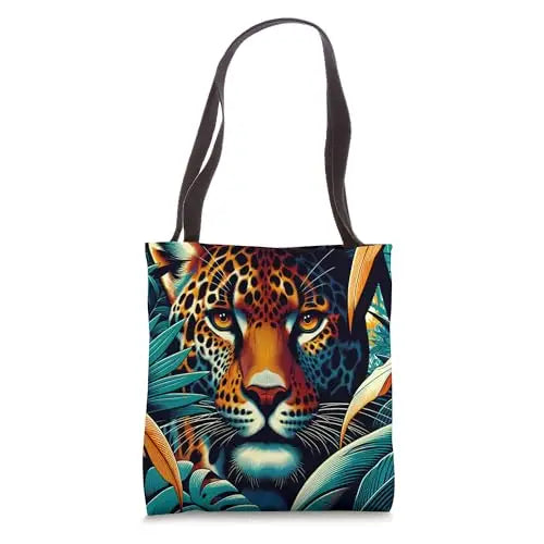 Jungle Majesty: Fierce Gaze of the Jaguar Tote Bag Apparel