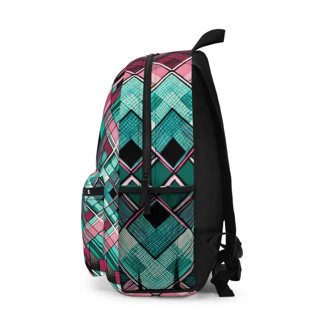 Kaleidoscopic Grid Harmony Backpack One size Bags