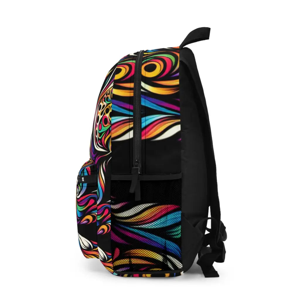 Leopard in Swirling Spectrum Backpack One size Bags