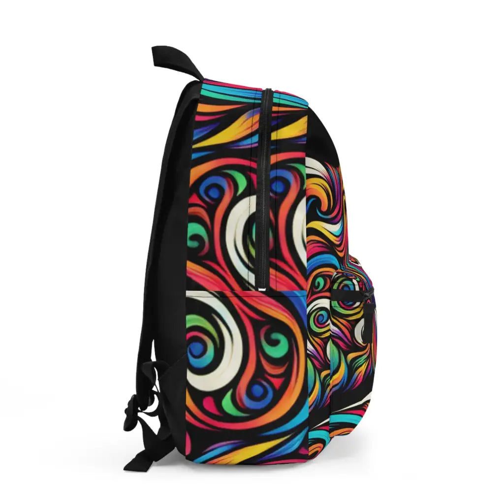 Leopard in Swirling Spectrum Backpack One size Bags