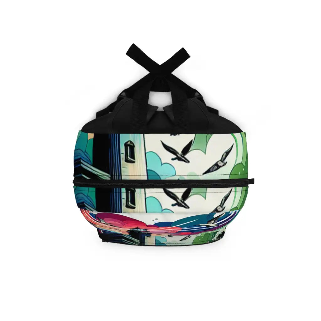 Lighthouse in a Kaleidoscope of Waves Backpack One size Bags