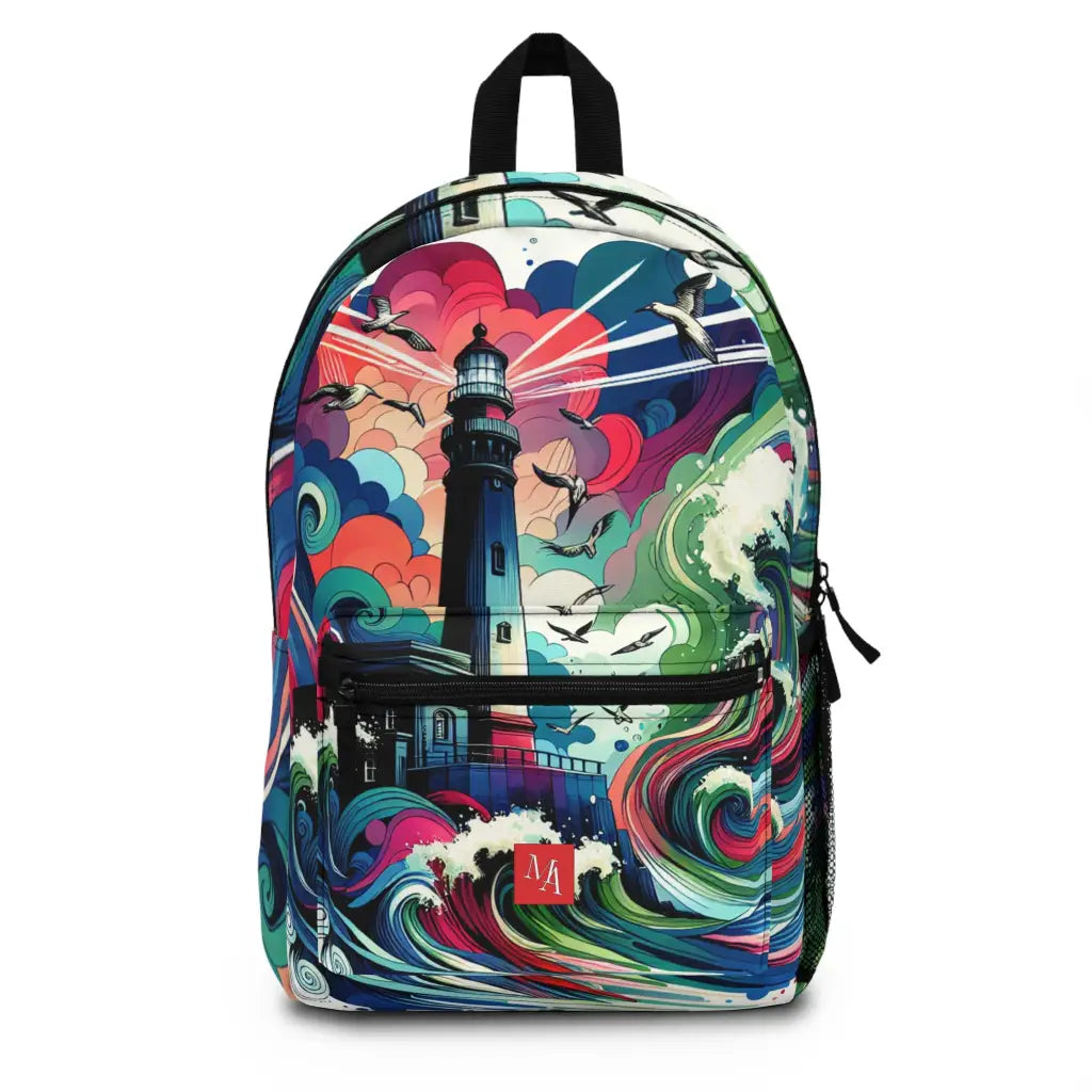 Lighthouse in a Kaleidoscope of Waves Backpack One size Bags