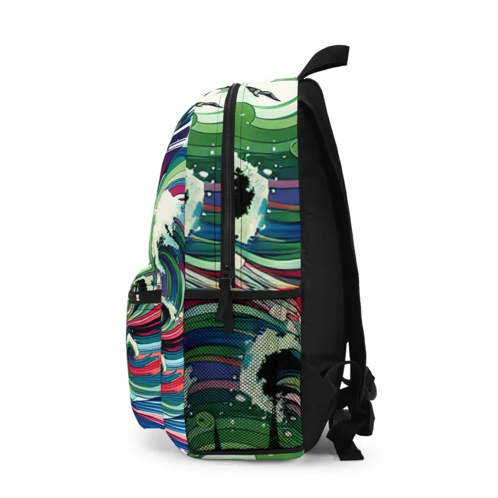 Lighthouse in a Kaleidoscope of Waves Backpack One size Bags