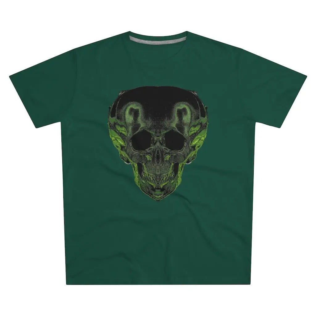 Lime Green Smiley Skull Men’s Modern-fit Tee - Bottle / S