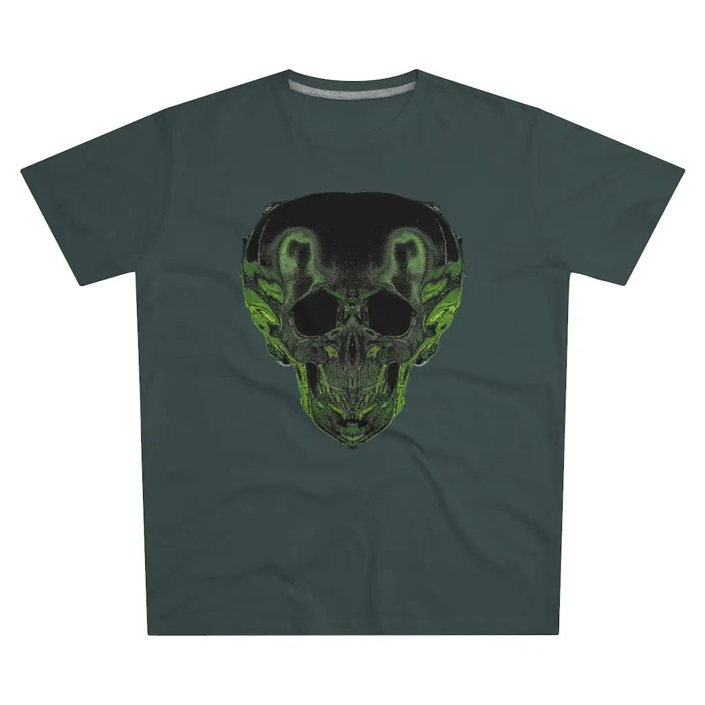 Lime Green Smiley Skull Men’s Modern-fit Tee - Charcoal