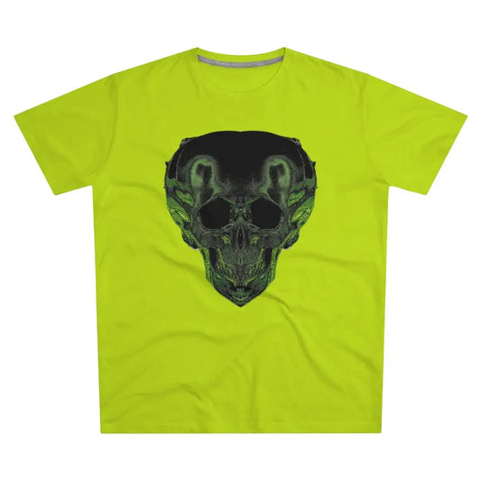 Lime Green Smiley Skull Men’s Modern-fit Tee - L - T-Shirt