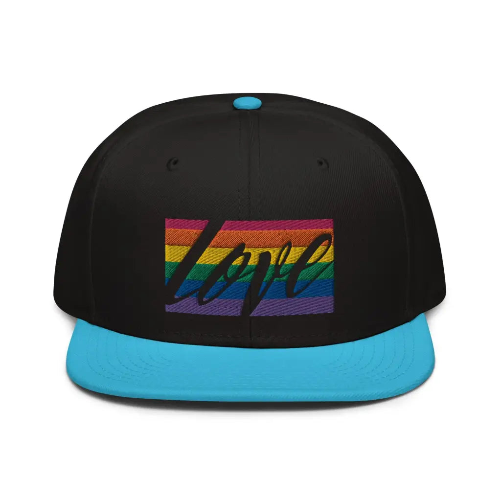 Love is LGBT Snapback Hat - Aqua blue / Black