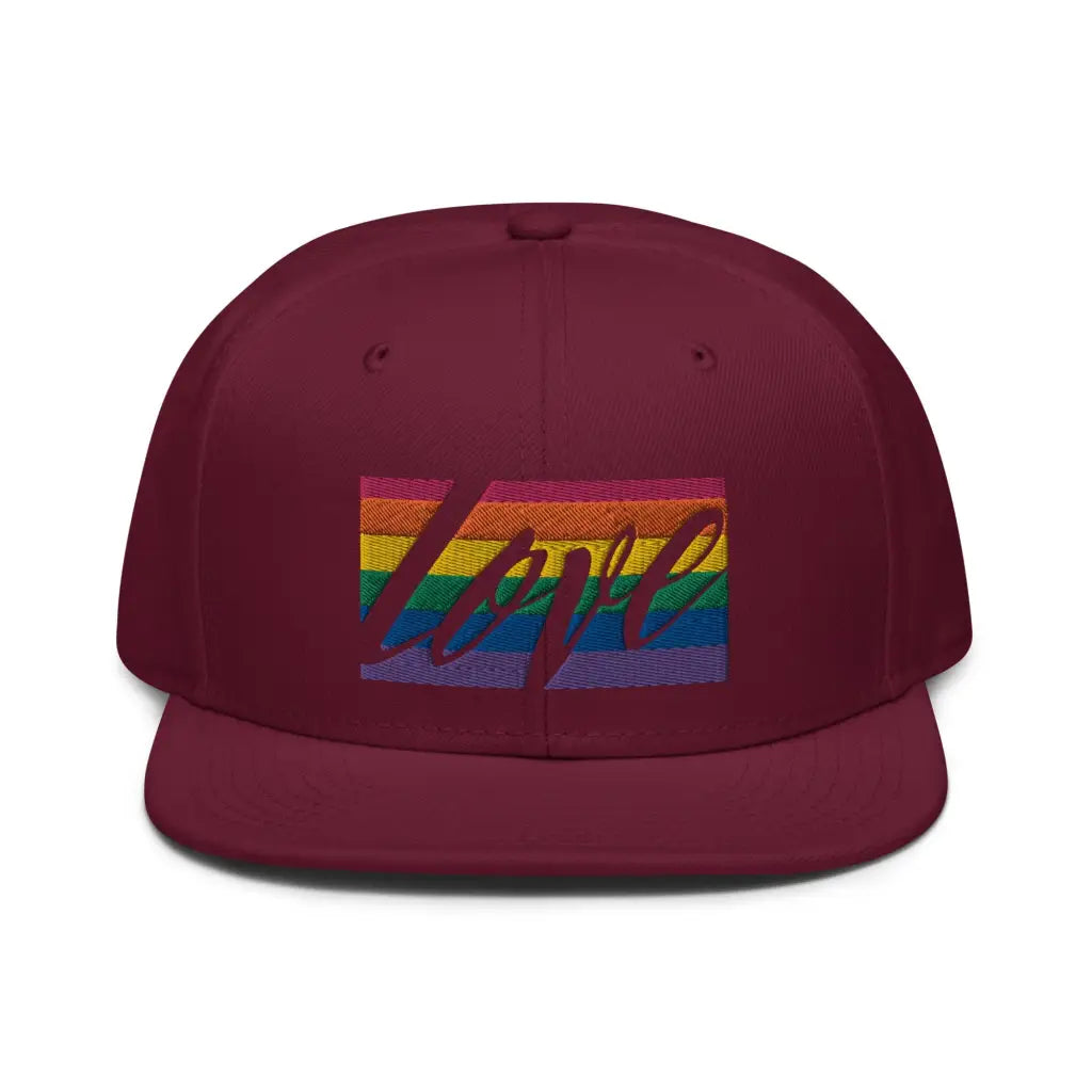 Love is LGBT Snapback Hat - Burgundy maroon