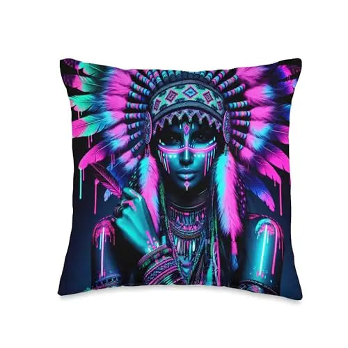 Luminous Spirit: Tribal Glow Throw Pillow Home