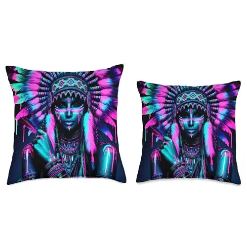 Luminous Spirit: Tribal Glow Throw Pillow Home
