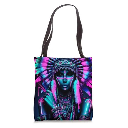 Luminous Spirit: Tribal Glow Tote Bag Apparel