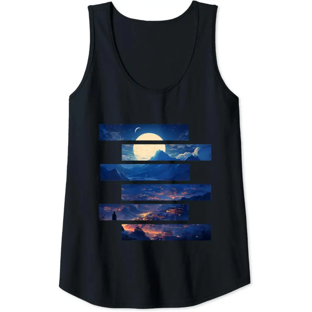 Lunar Horizon Peaks: Moonlit Majesty Over Mountains Tank