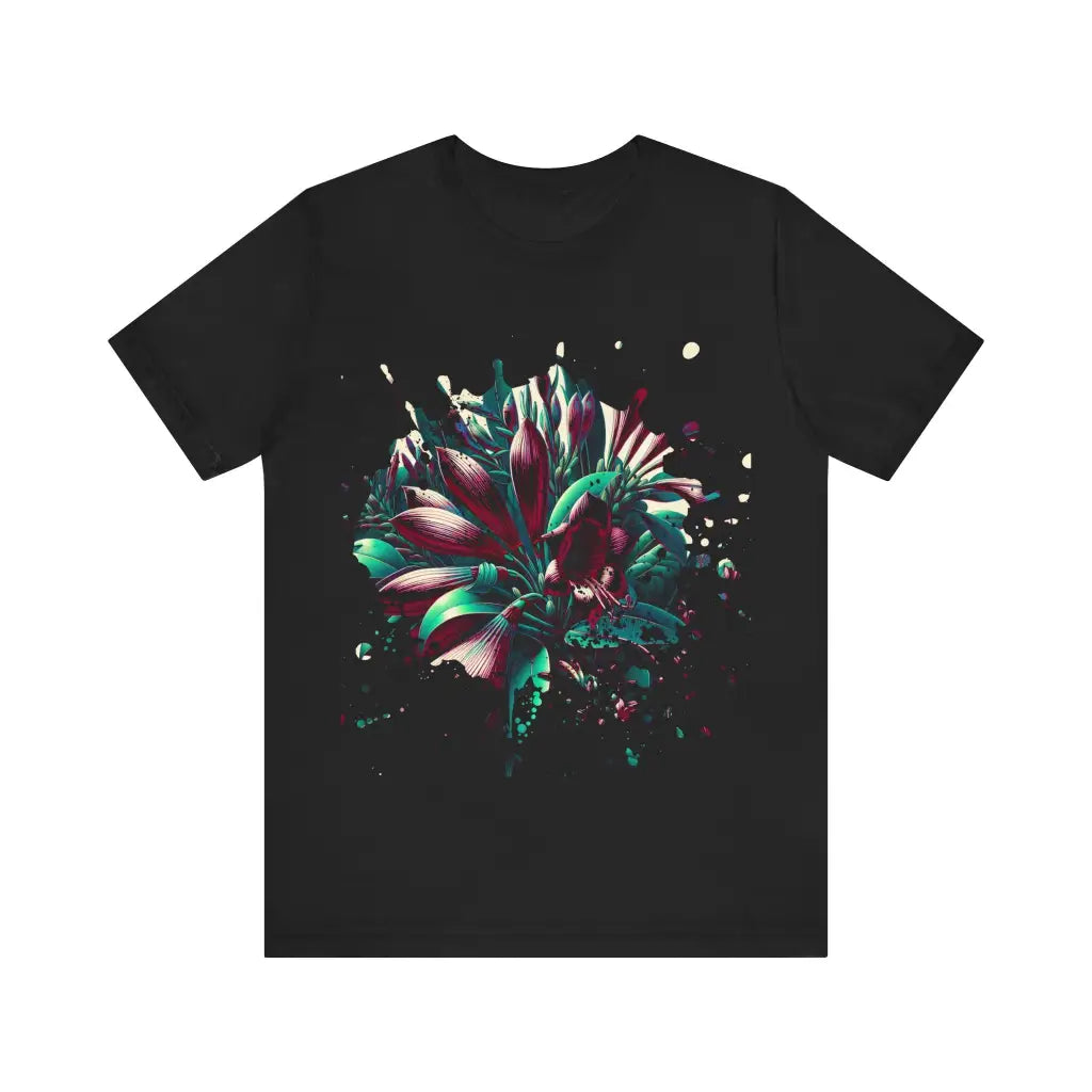 Lush Petal Cascade - Jersey Short Sleeve Tee - Black / S