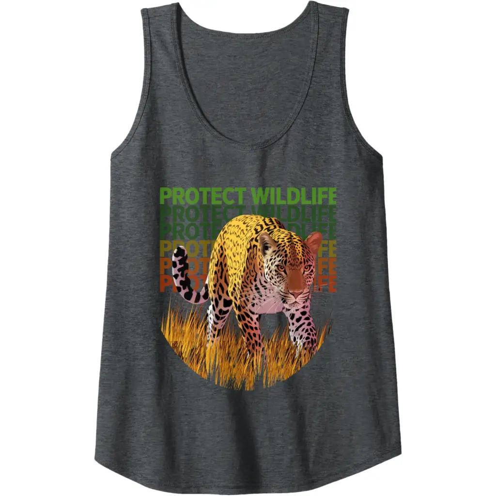 Majestic Jaguar: Guardian of the Grasslands Tank Top - Dark