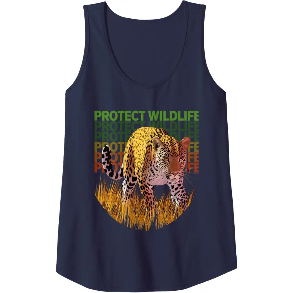 Majestic Jaguar: Guardian of the Grasslands Tank Top - Navy