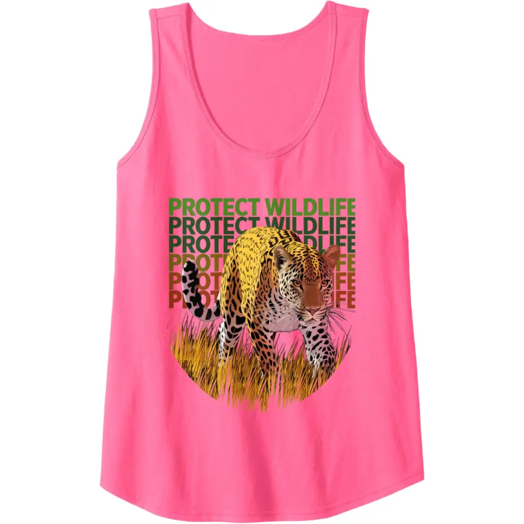 Majestic Jaguar: Guardian of the Grasslands Tank Top - Neon