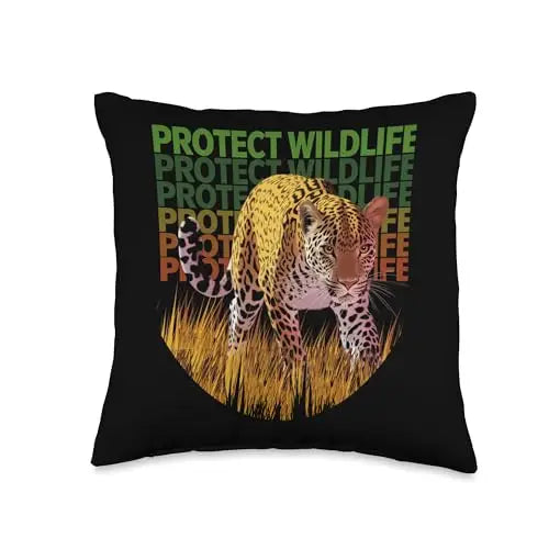 Majestic Jaguar: Guardian of the Grasslands Throw Pillow
