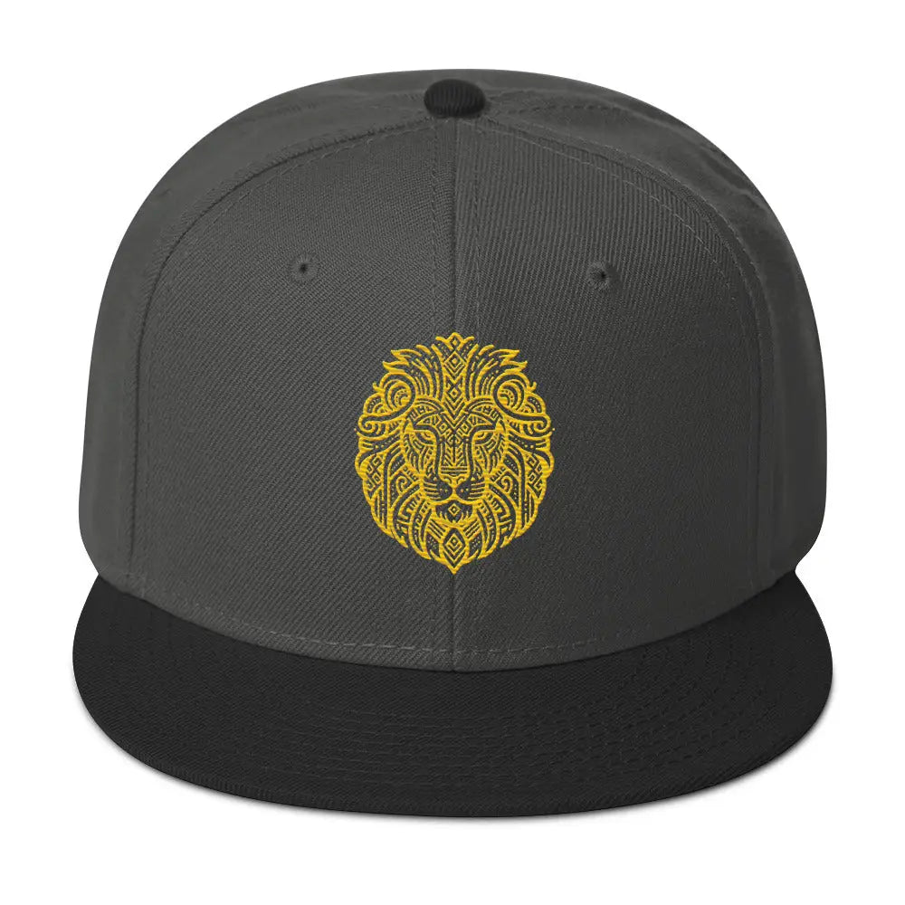 Majestic Lion Snapback Hat - Black / Charcoal gray