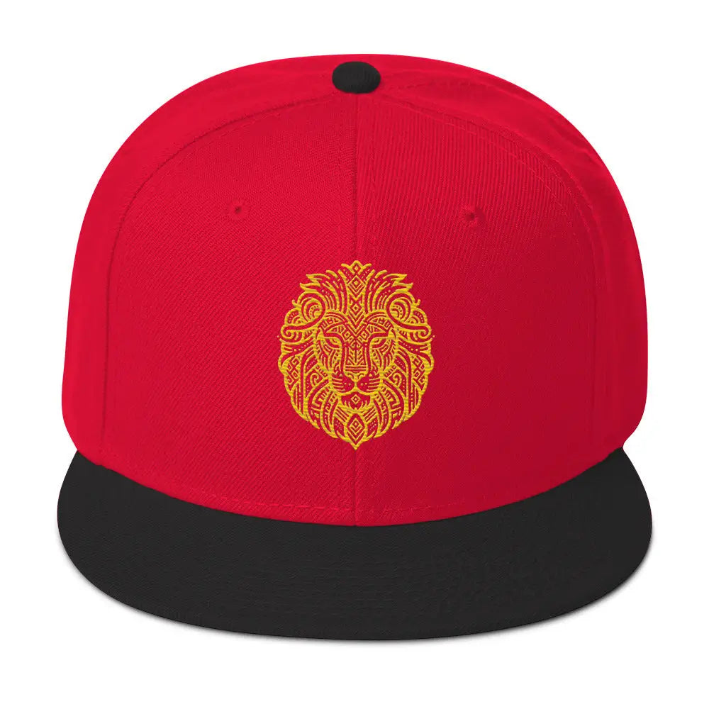 Majestic Lion Snapback Hat - Black / Red